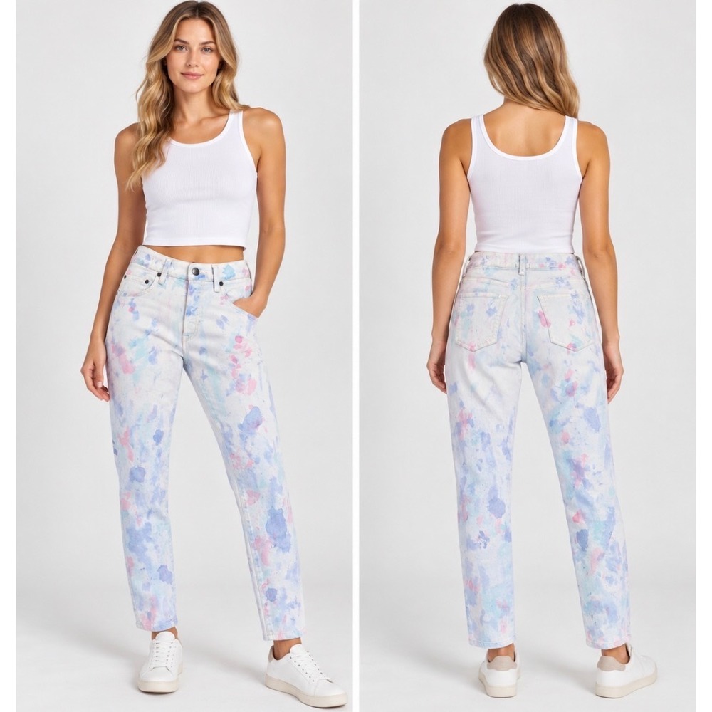 John Elliott Cast 2 Slim Fit Straight Leg Jeans 30 Button Fly Tie Dye Japan